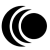 Black circular icon with three curved lines on a white background